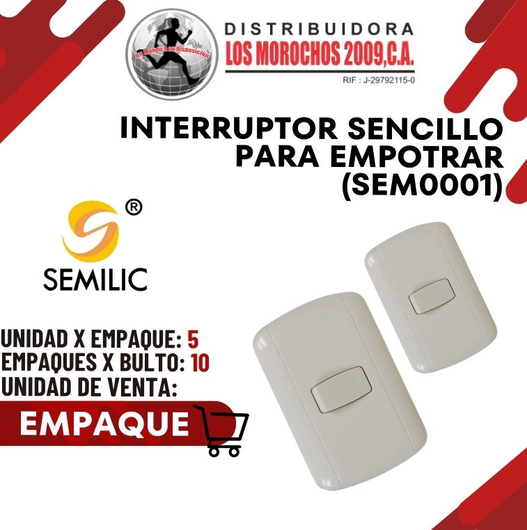 INTERRUPTOR SENCILLO P/EMPOTRAR (SEM0001) 5X1 