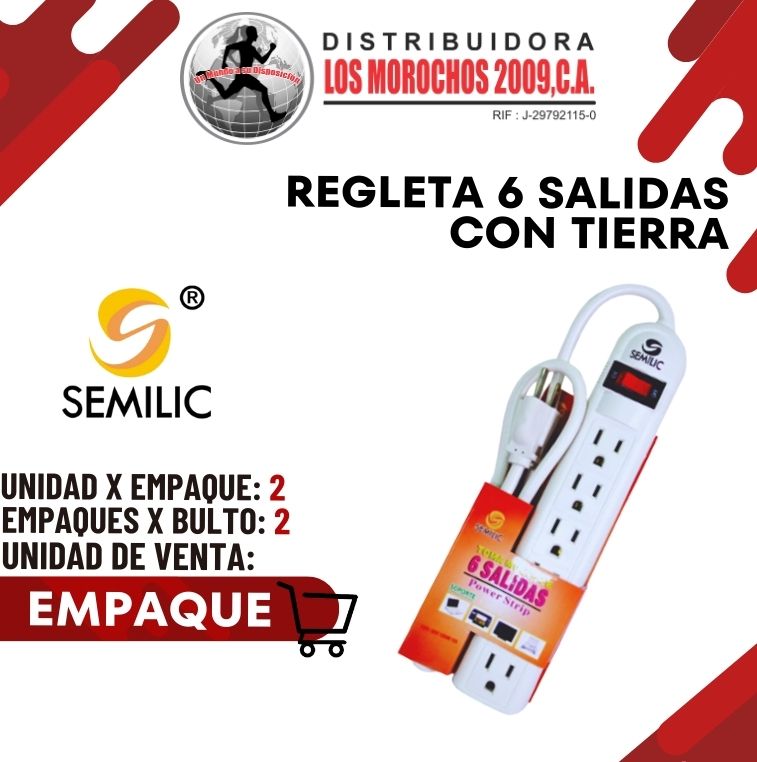 REGLETA 6 SALIDAS CON TIERRA (RGLS-60) 2X1