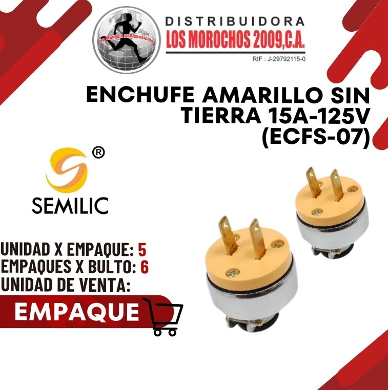 ENCHUFE AMARILLO S/TIERRA 15A-125V(ECFS-07) 5X1