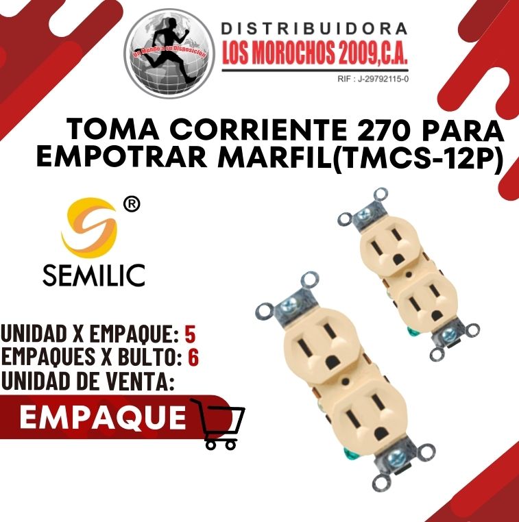 TOMA CORRIENTE 270 P/EMPO.MARFIL 5X1 (TMCS-12P)