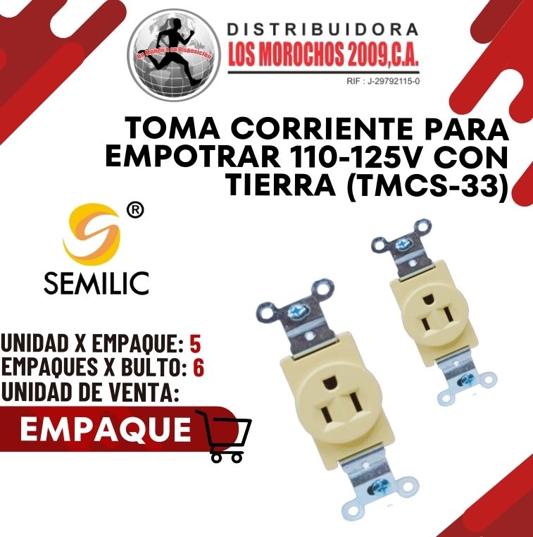 TOMA CTE.P/EMPOTRAR 110-125V C/TIERRA (TMCS-33) 5X1