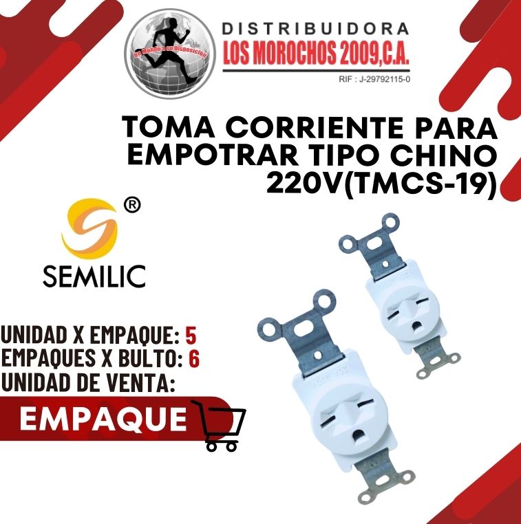 TOMA CTE.P/EMPOTRAR TIPO CHINO 220V(TMCS-19) 5X1