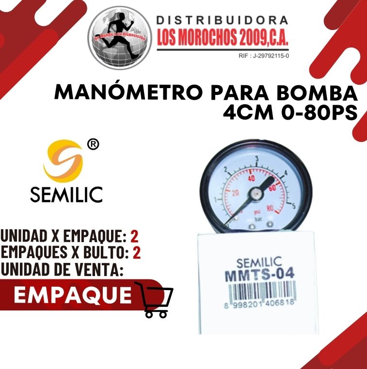 MANOMETRO P/BOMBA  4CM  0-80PS  2X1 (MMTS-04)