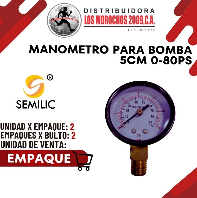 MANOMETRO P/BOMBA 5CM 0-80PS 2X1(MMTS-06)
