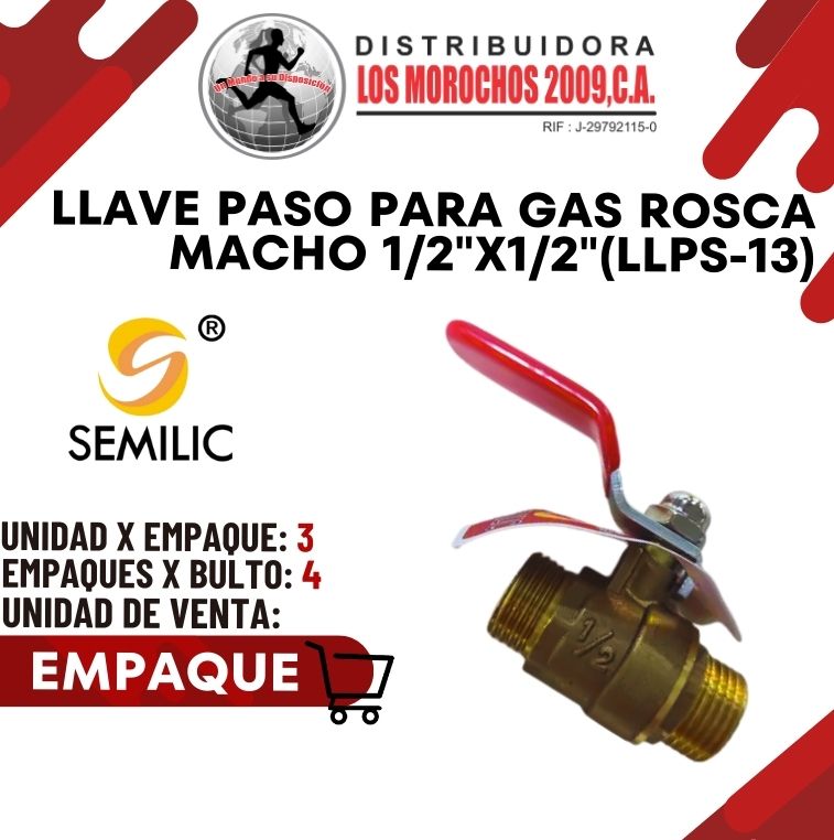 LLAVE PASO P/GAS ROSCA MACHO 1/2