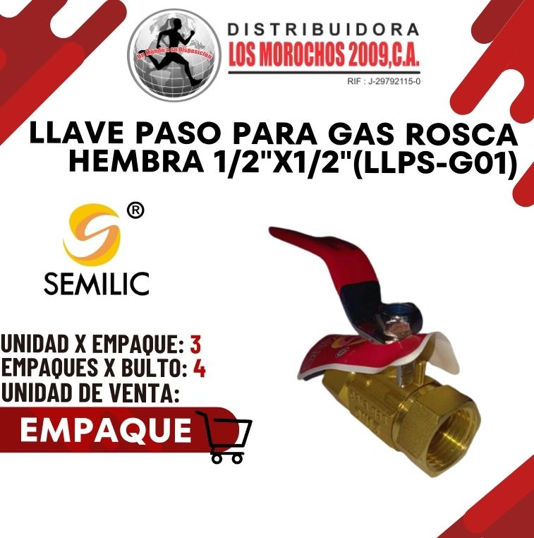LLAVE PASO P/GAS ROSCA HEMBRA 1/2