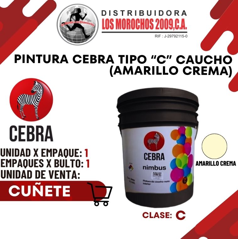 CUÑETE AMARILLO CREMA CEBRA TIPO C 1X1 