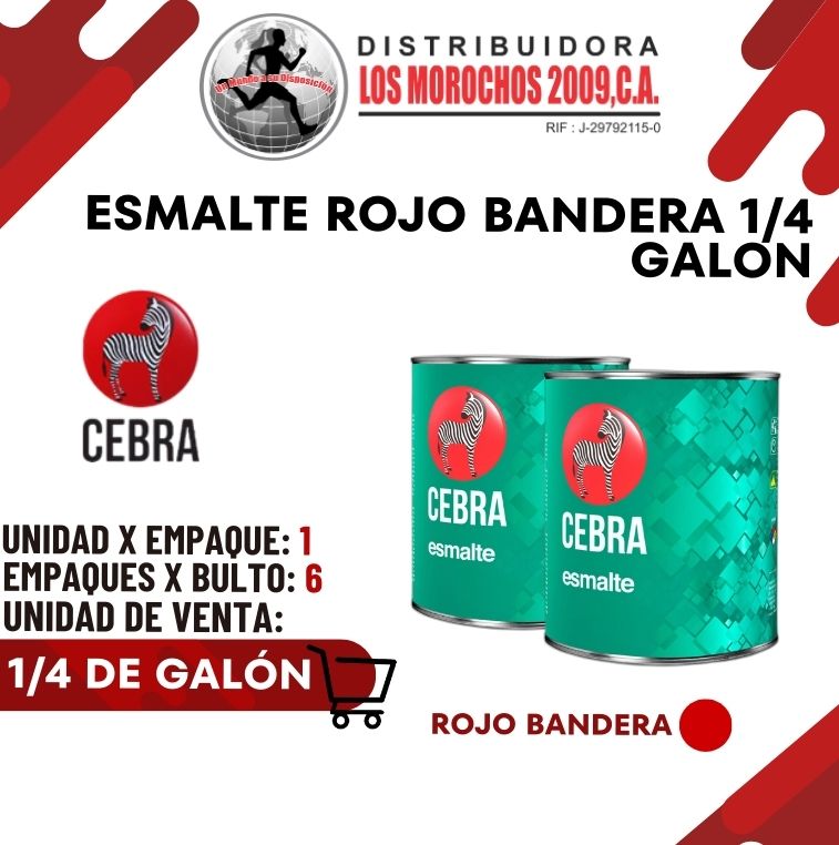 ESMALTE ROJO BANDERA 1/4 GALON 1X1 