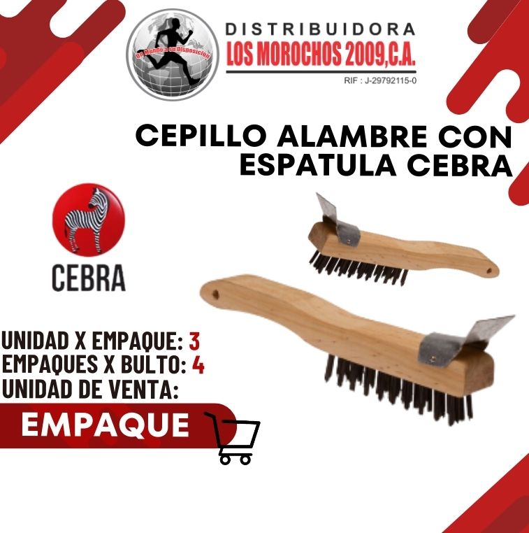 CEPILLO ALAMBRE C/ESPATULA CEBRA 3X1 