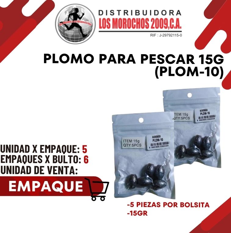 PLOMO P/PESCAR 15G 5PCS 6X1 (PLOM-10)