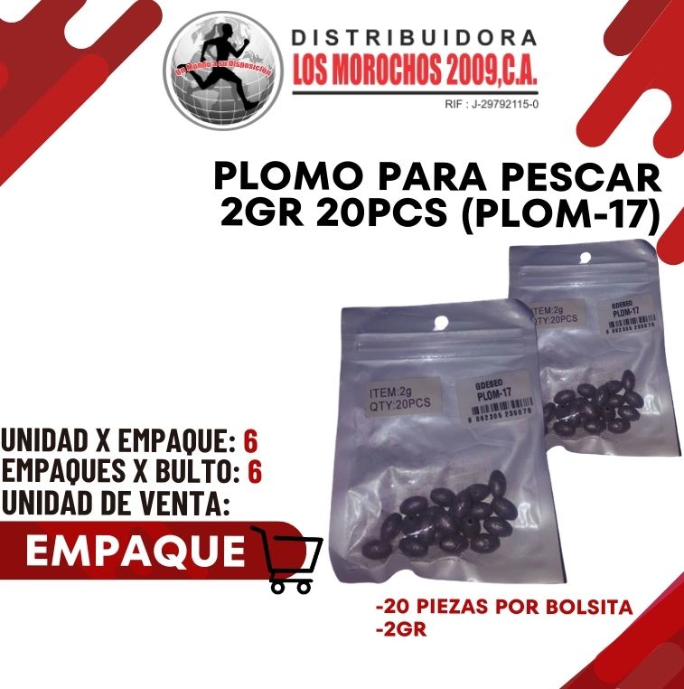 PLOMO P/PESCAR 2G 20PCS 6X1 (PLOM-17)