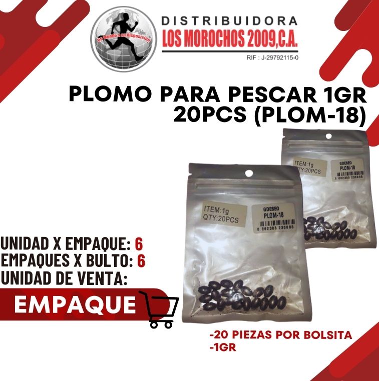 PLOMO P/PESCAR 1G 20PCS 6X1 (PLOM-18)